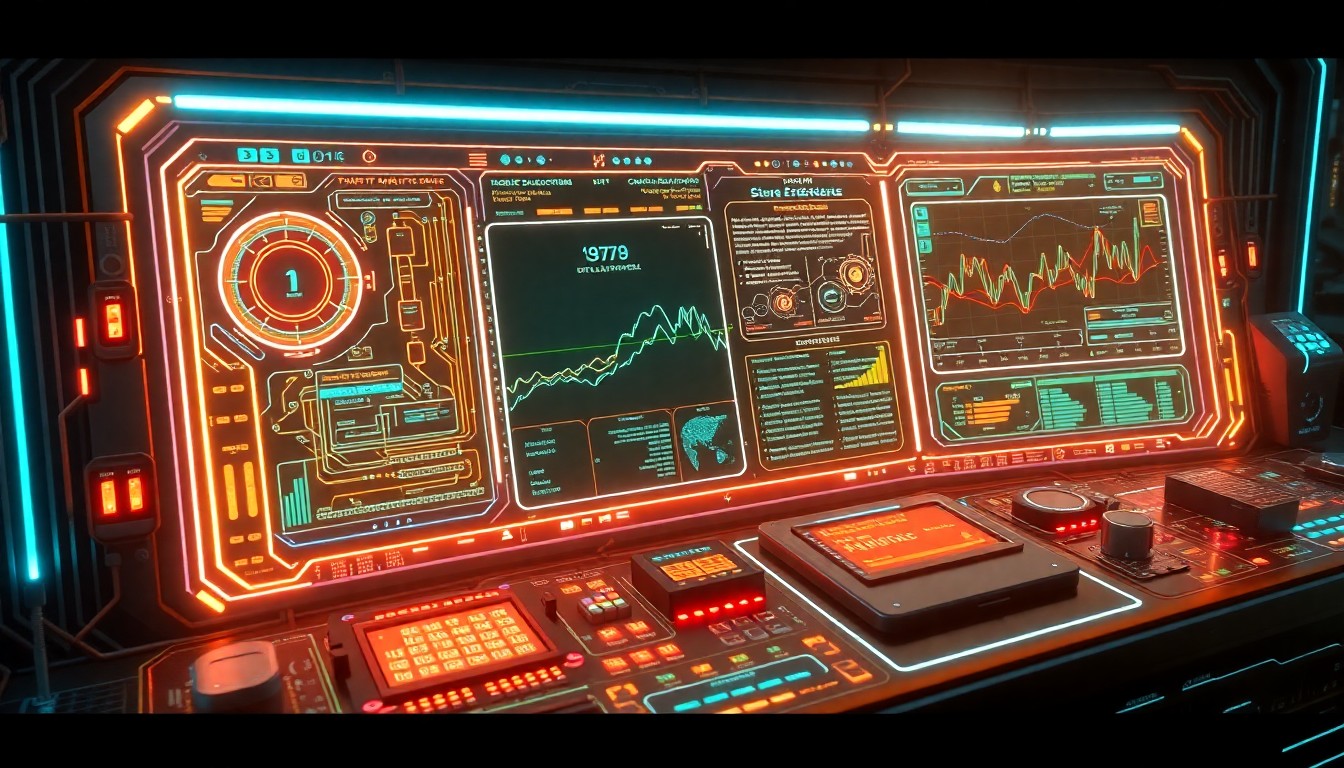A highly detailed, glowing 3D illustration of a futuristic AI control panel or data visualization dashboard, featuring intricate circuitry, pulsing neon lights, and holographic displays, conceptually representing the collaborative nature of Turing's new Frontier program.