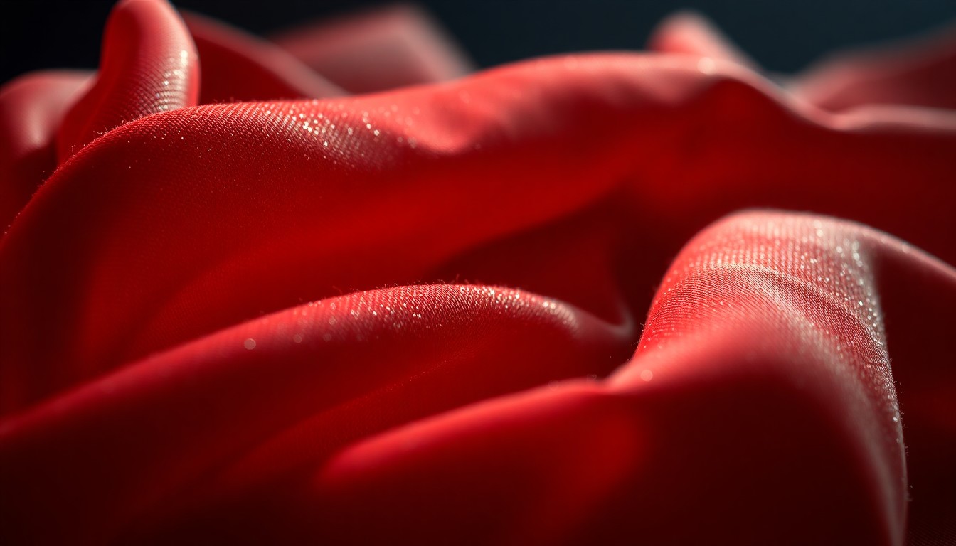 An extreme close-up photograph of shimmering, high-end fabrics and textures in dramatic, high-contrast studio lighting, conceptually representing the glamour and opulence of Hollywood celebrity culture.