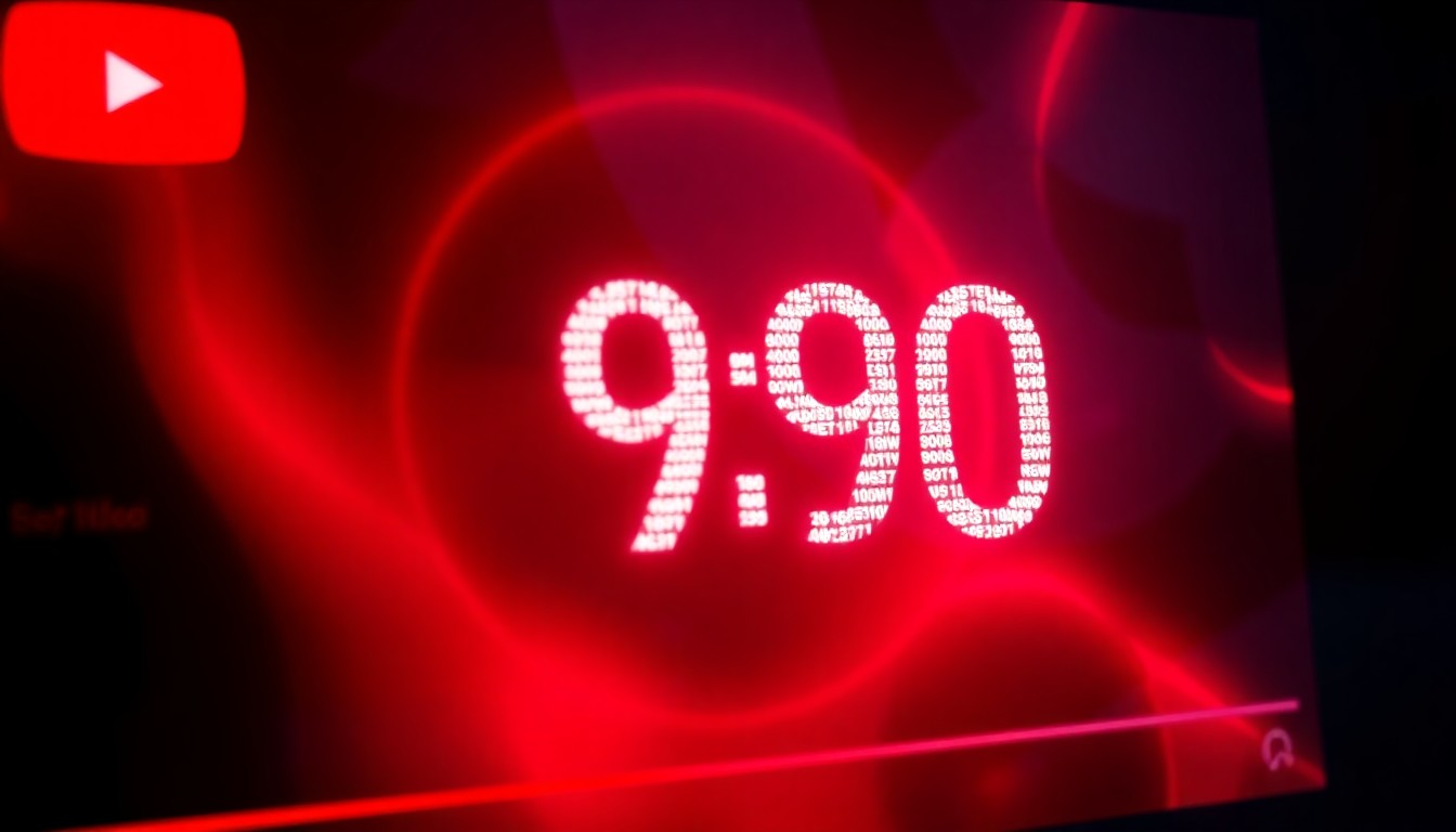 A highly detailed, glowing 3D illustration of a YouTube video player interface with a large, pulsing countdown timer overlaying the video content, conceptually representing the frustration of viewers trapped in extended advertisements.