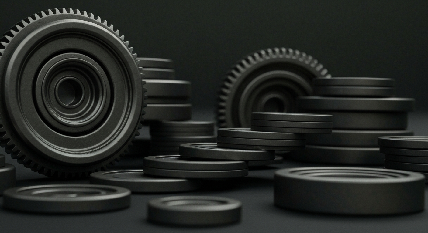 A highly detailed, black-and-white close-up image of the intricate machinery and components that make up NextEra Energy's renewable energy infrastructure, conveying a sense of the company's technological expertise and financial security.