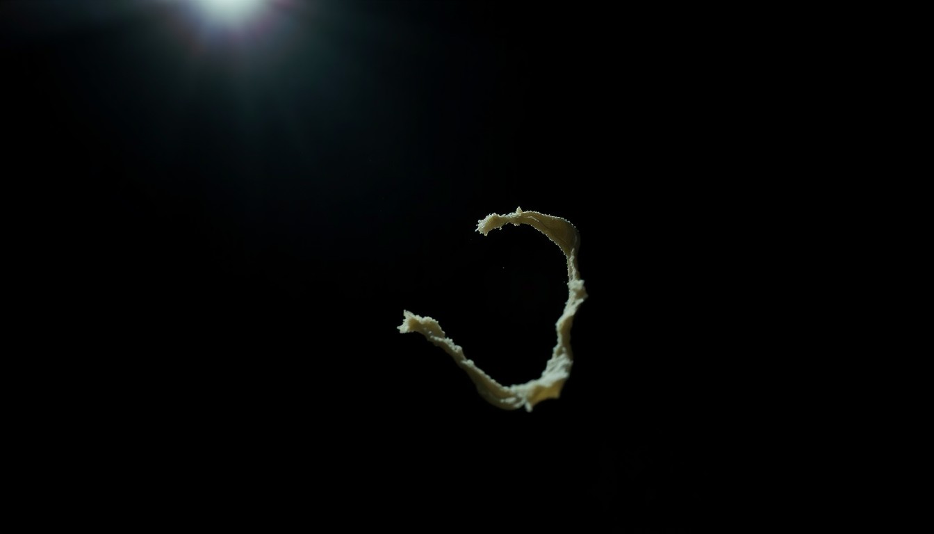 An extreme close-up photograph of a torn piece of clothing or other physical evidence from the crime scene, lit by a harsh, direct camera flash against a pitch-black background, conceptually illustrating the gritty, investigative nature of the case.