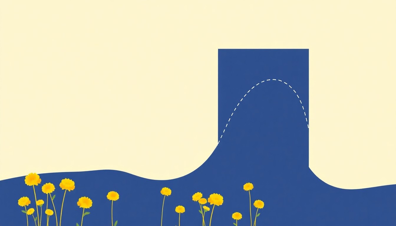 An abstract geometric illustration composed of clean lines, triangles, and rectangles in shades of yellow, green, and blue, conceptually representing the fluctuating prices and supply/demand factors in the canola market.