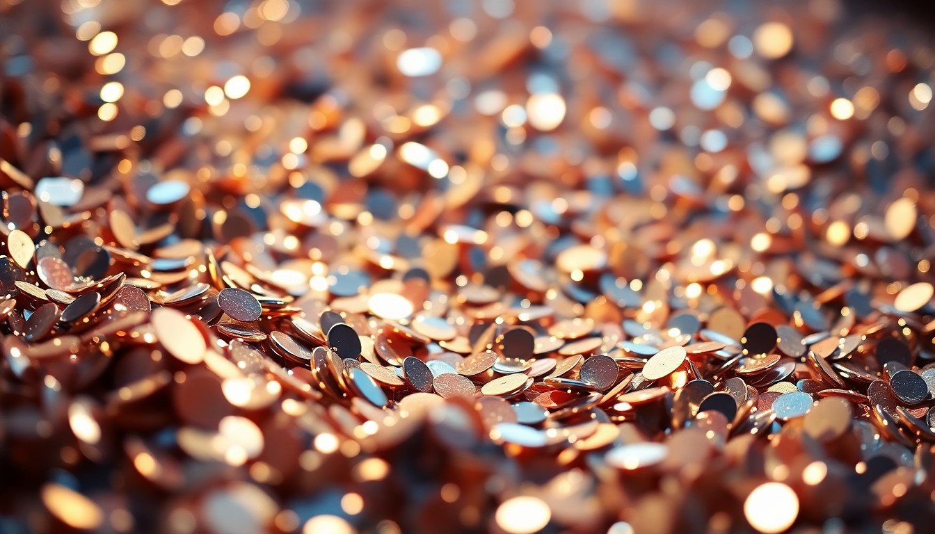 An abstract close-up photograph of shimmering, glittering sequins and shards of a disco ball, capturing the luxurious, high-energy atmosphere of a major music festival.