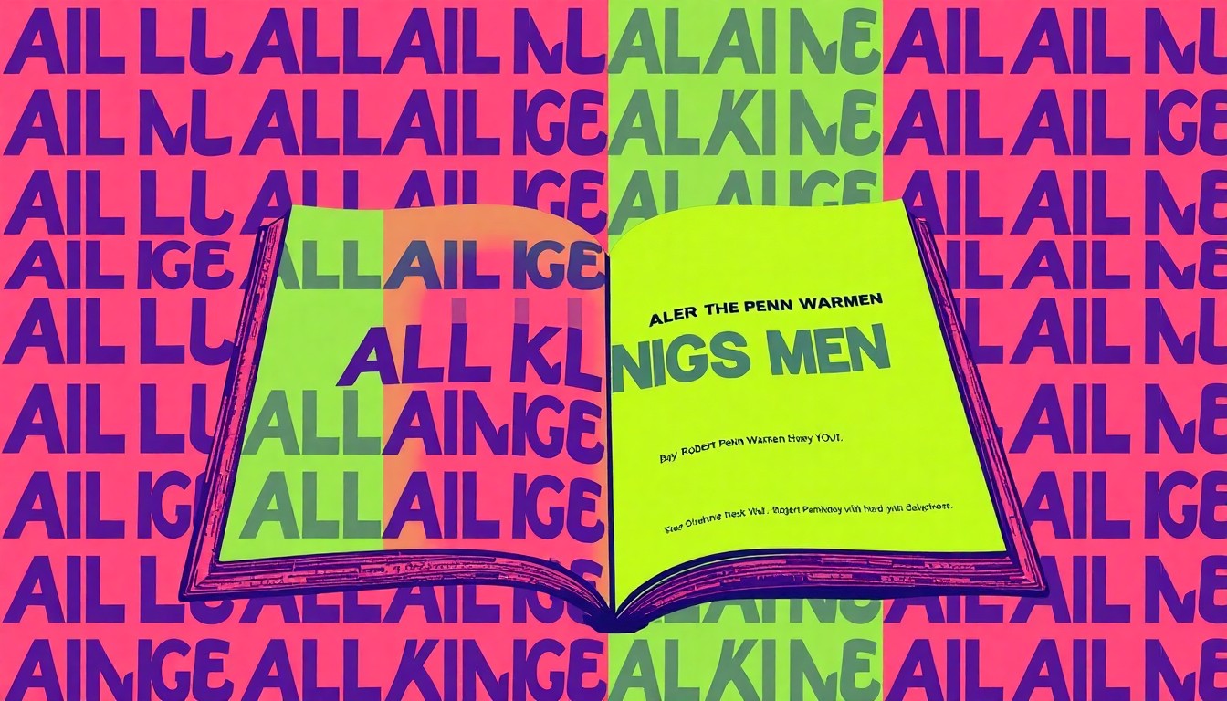 A brightly colored, high-contrast silkscreen print of an open book with the title
