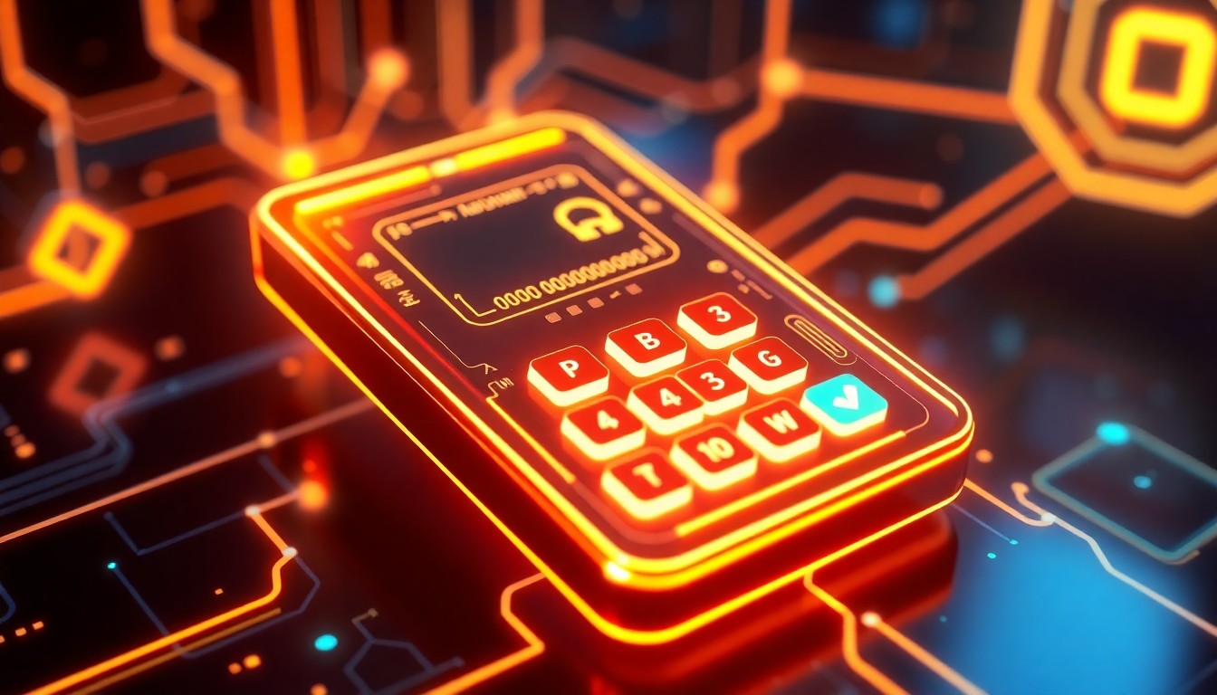 A highly detailed, glowing 3D illustration of a futuristic payment interface, with pulsing lines of code and abstract geometric shapes, conveying a sense of advanced, secure, and autonomous financial technology.