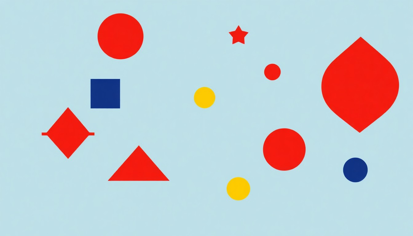 A geometric abstract illustration using bold shapes and primary colors to convey the concept of international economic cooperation and coordination in response to global crises.