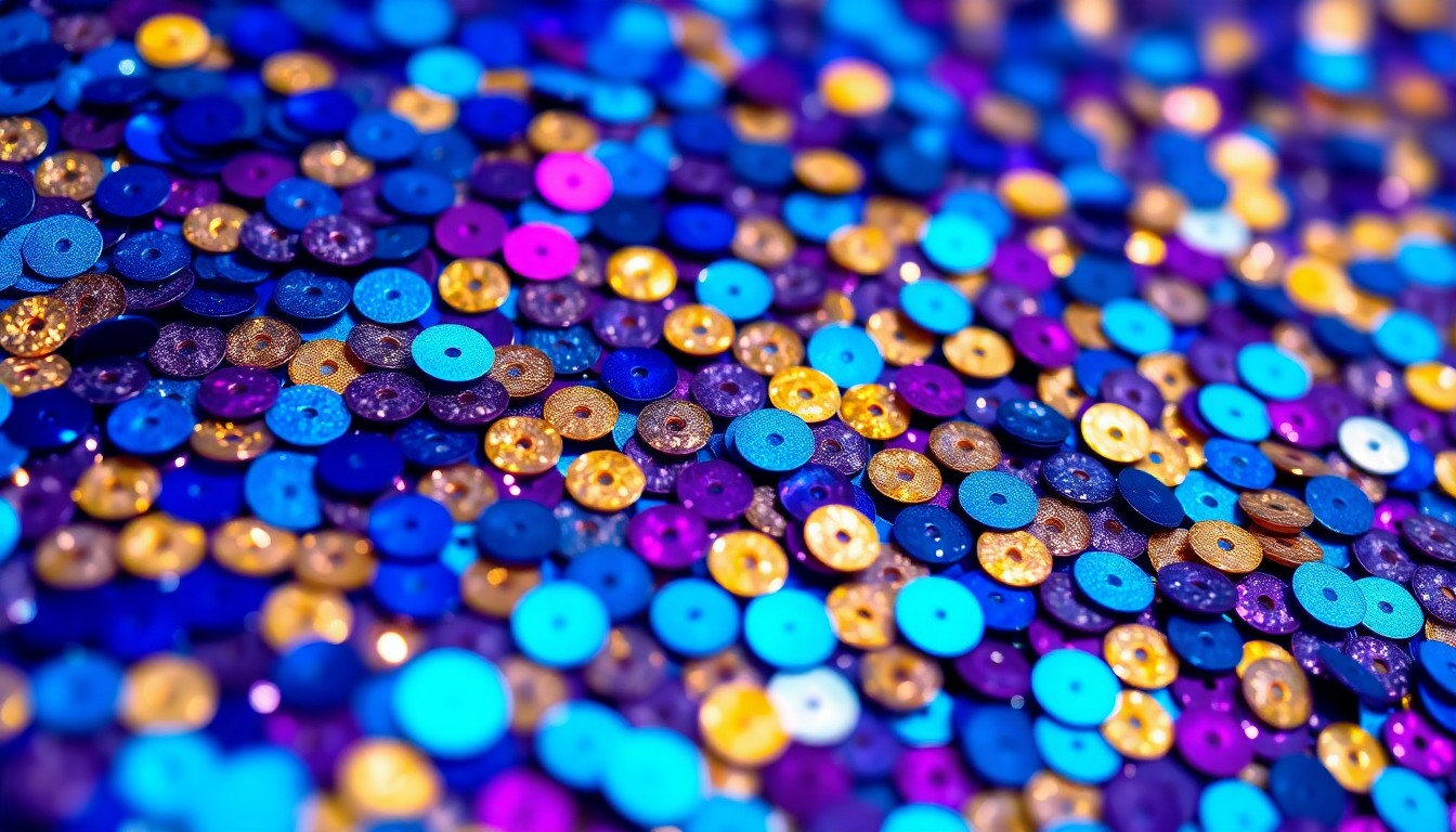 An abstract close-up photograph of shimmering, high-contrast sequins in a range of vibrant colors, conceptually representing the glamour and energy of the 'Running Point' series.