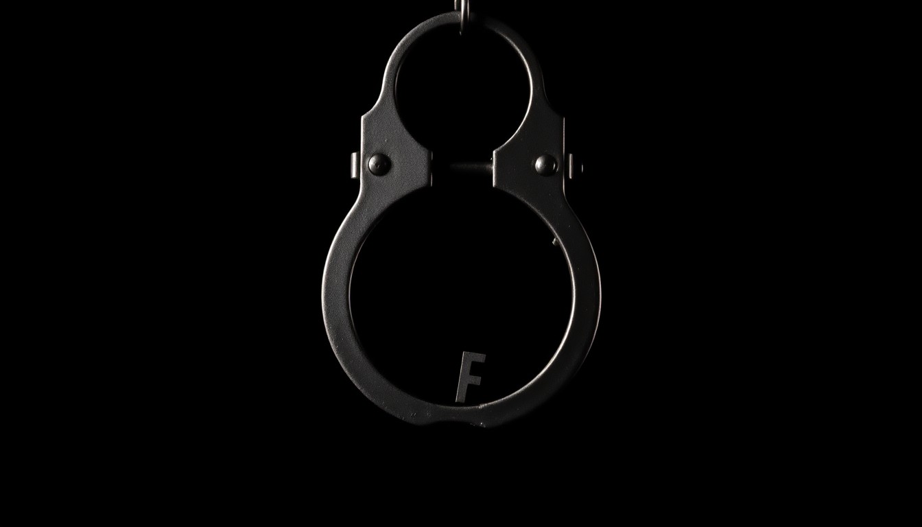 An extreme close-up of a handcuff key reflecting the harsh light of a camera flash, conceptually representing the investigative nature of a criminal trial.
