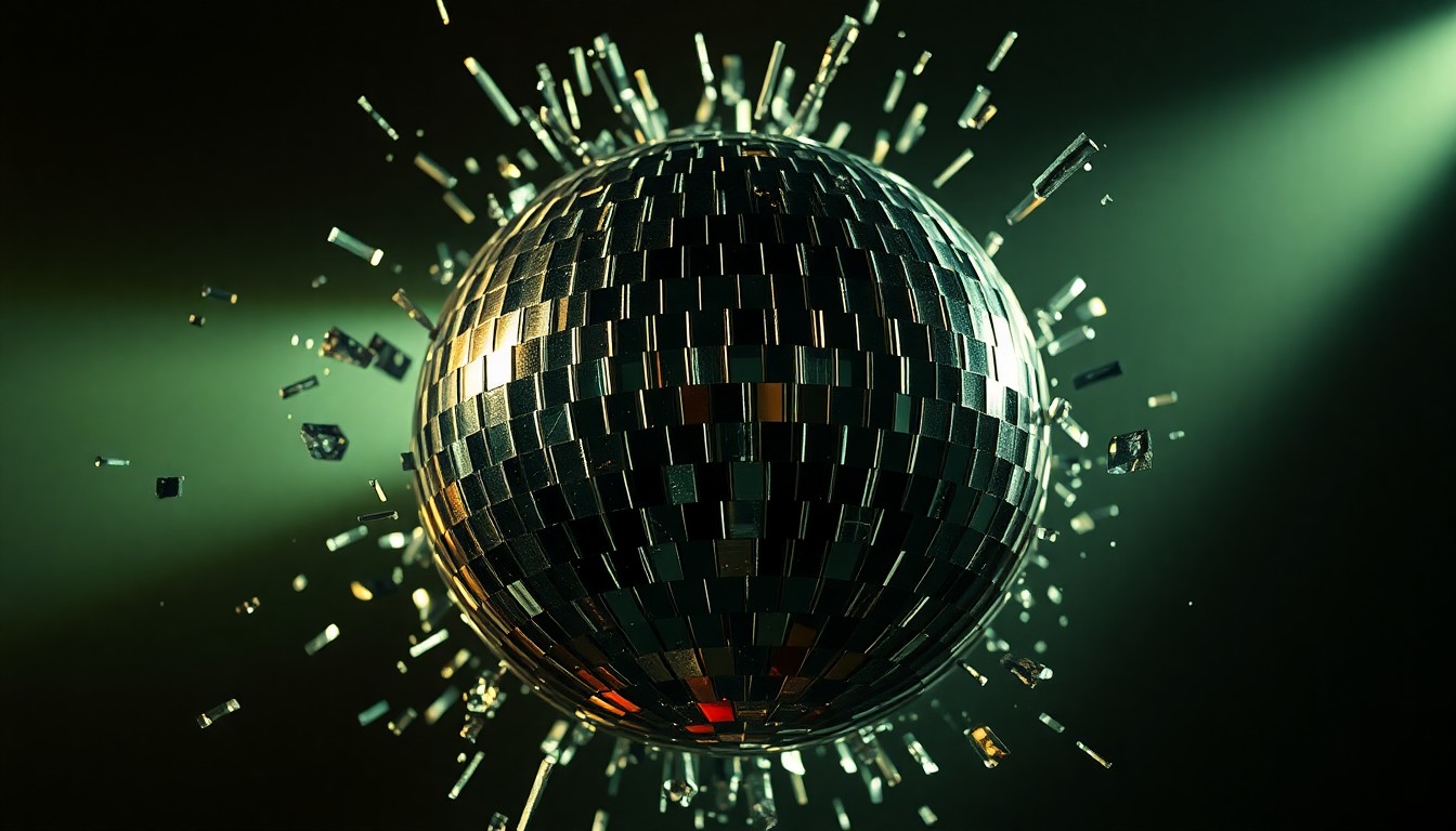 An extreme close-up photograph of shattered, glittering glass fragments in high-contrast studio lighting, conceptually representing the glamour and drama of reality TV stardom.