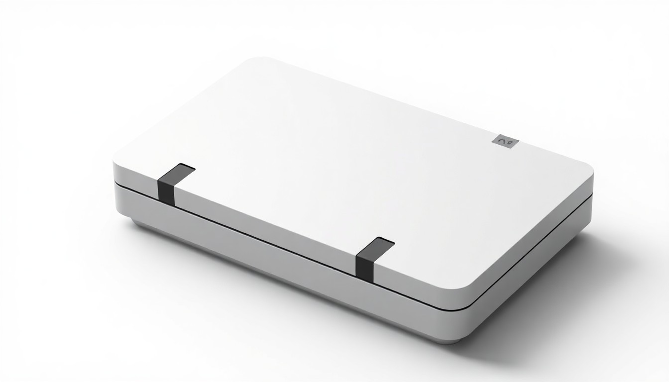 An extreme close-up of a sleek, matte black engineering device with clean lines and subtle metallic accents, conveying the secure and innovative nature of SPEC Innovations' technology.