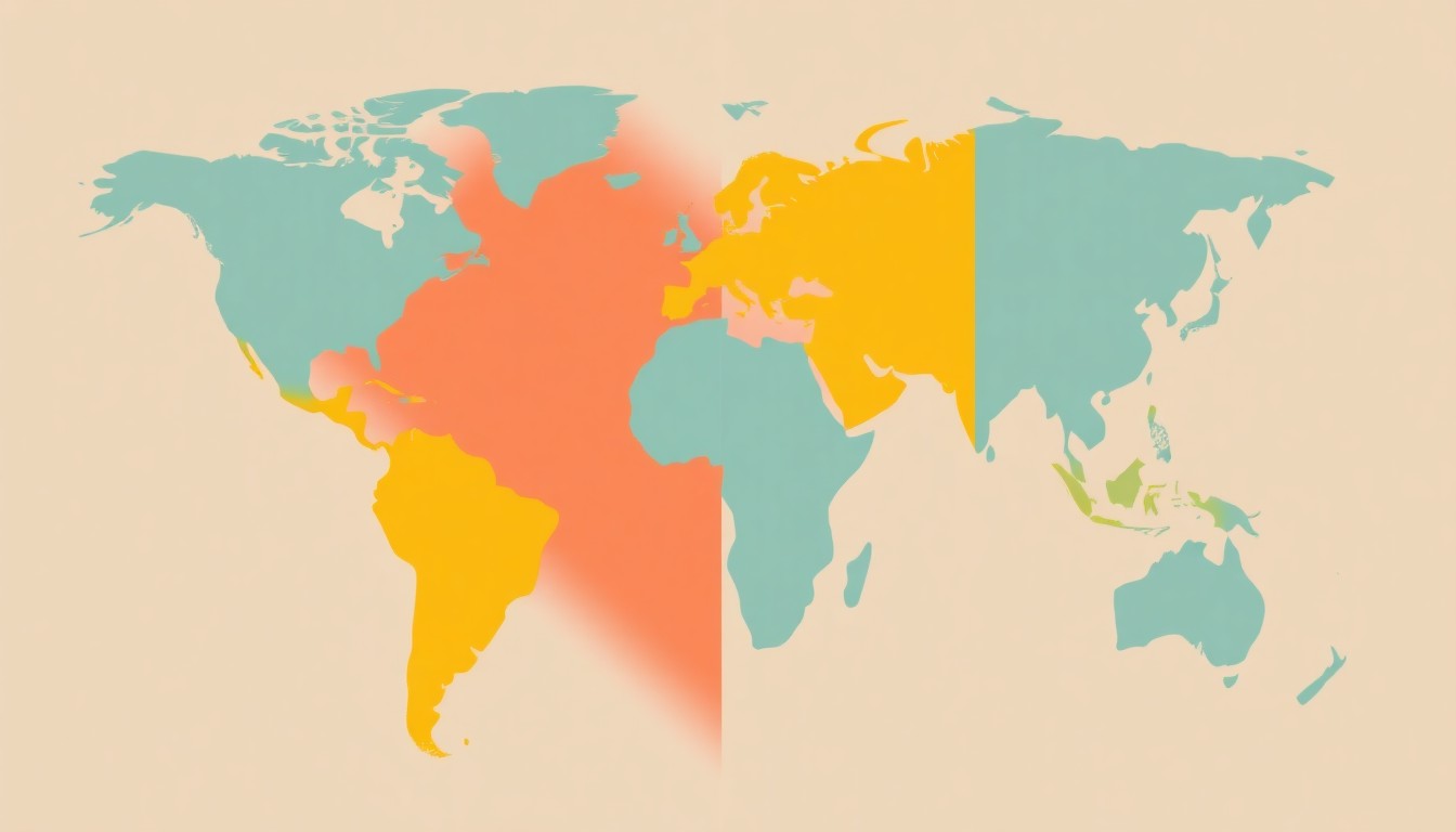 A composition of overlapping triangles and rectangles in shades of blue, red, and yellow, conveying the abstract concept of financial institutions providing economic support.