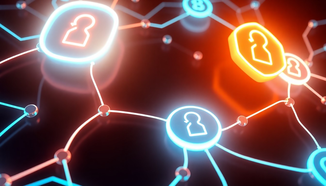 A highly detailed, glowing 3D illustration of interconnected blockchain nodes and decentralized identity verification symbols, conceptually representing the technical foundation of a self-sovereign digital identity protocol.