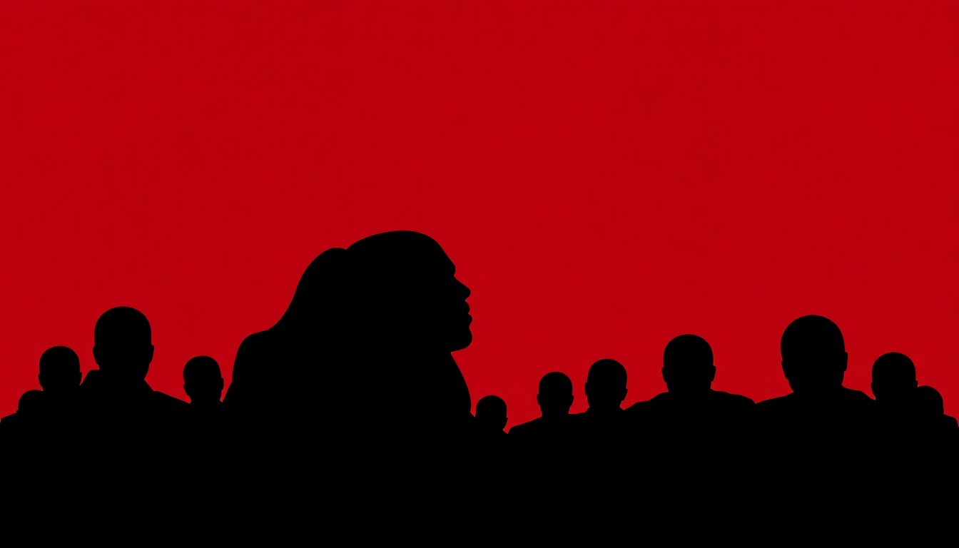 An abstract, minimalist illustration featuring sharp, angular black shapes and muted red and grey tones, conceptually representing the controversy and tension surrounding Kanye West's attempted comeback after his embrace of antisemitism.