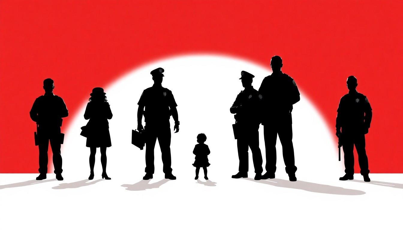 A striking black silhouette illustration depicting the members of a New York City police family, conveying the gritty, high-stakes drama of the new CBS crime series.