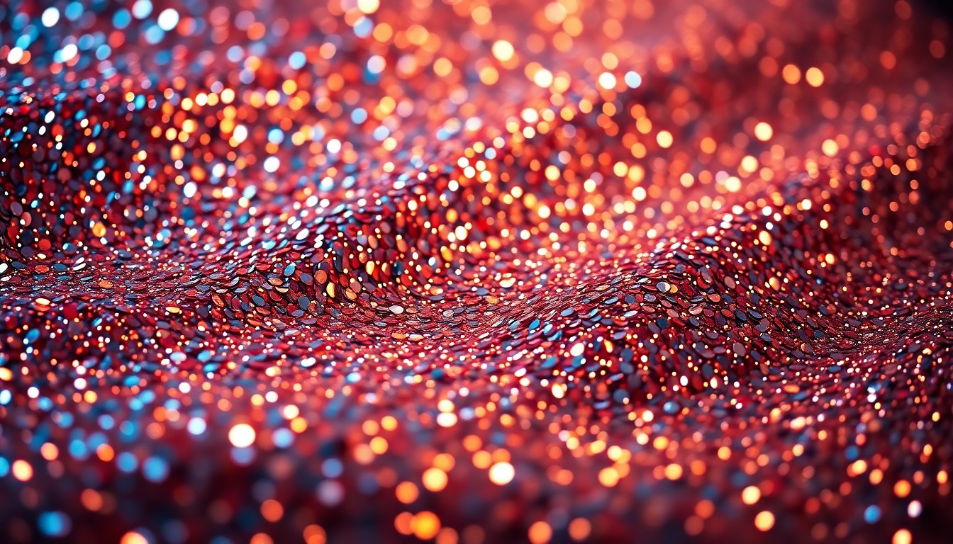 An extreme, abstract close-up photograph of shimmering, glittering sequins in high-contrast studio lighting, capturing the glamorous, high-fashion aesthetic of the entertainment industry.