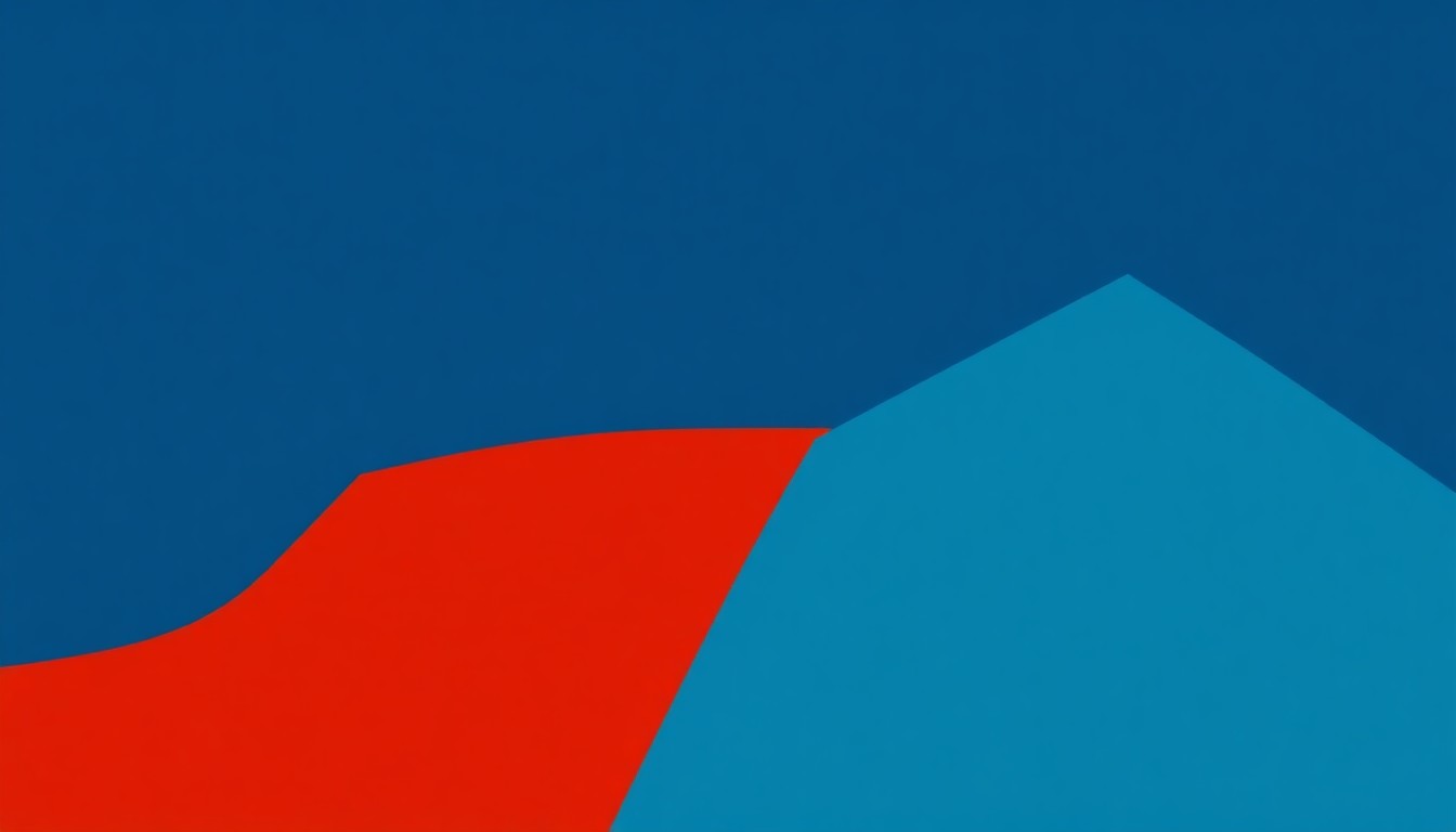 A geometric abstract illustration using bold shapes and primary colors to conceptually represent the growing gap between wages and inflation.