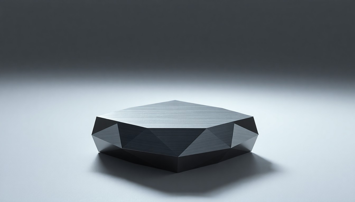 A highly polished, geometric metal object representing ClearSign's advanced combustion technology, set against a clean, monochromatic background and dramatically lit to convey the precision and innovation of the company's solutions.