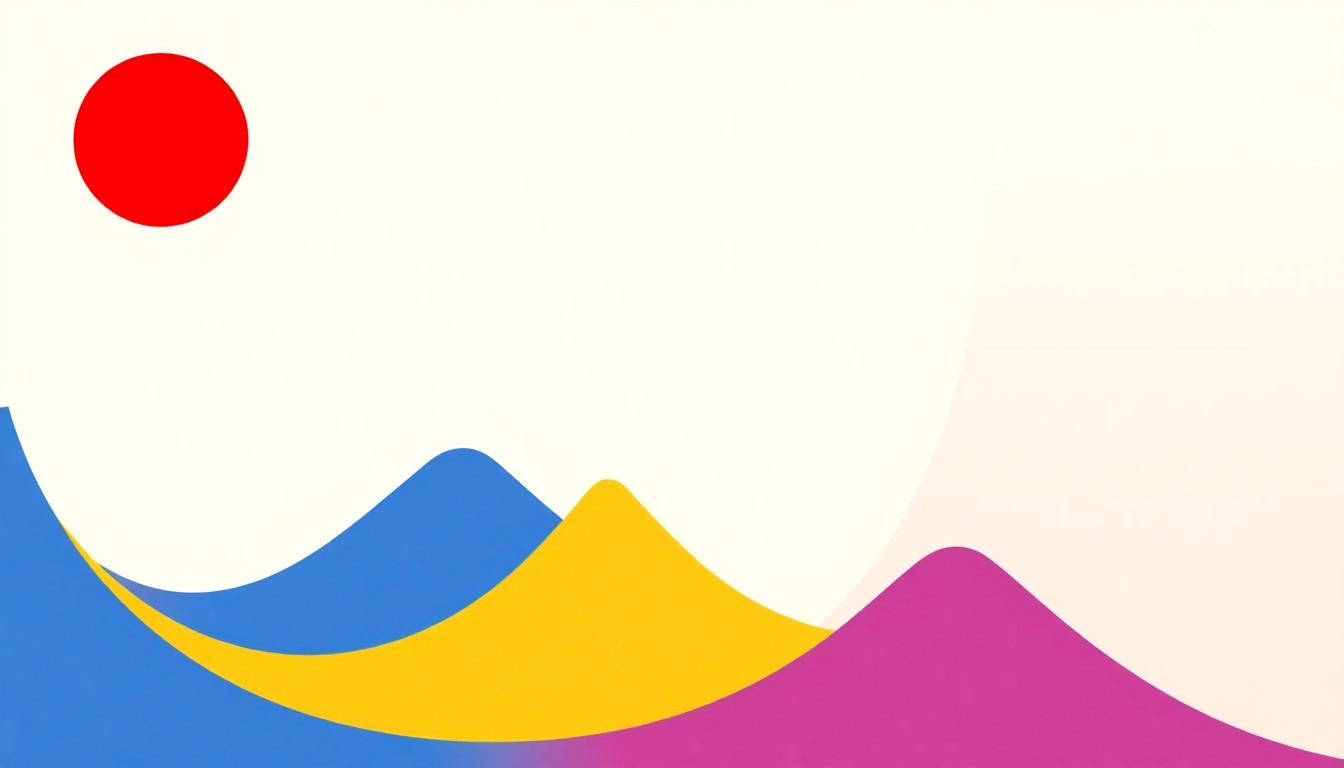 A geometric abstract illustration featuring overlapping triangles and circles in shades of blue, red, and yellow, conceptually representing the complex dynamics of global financial power structures.