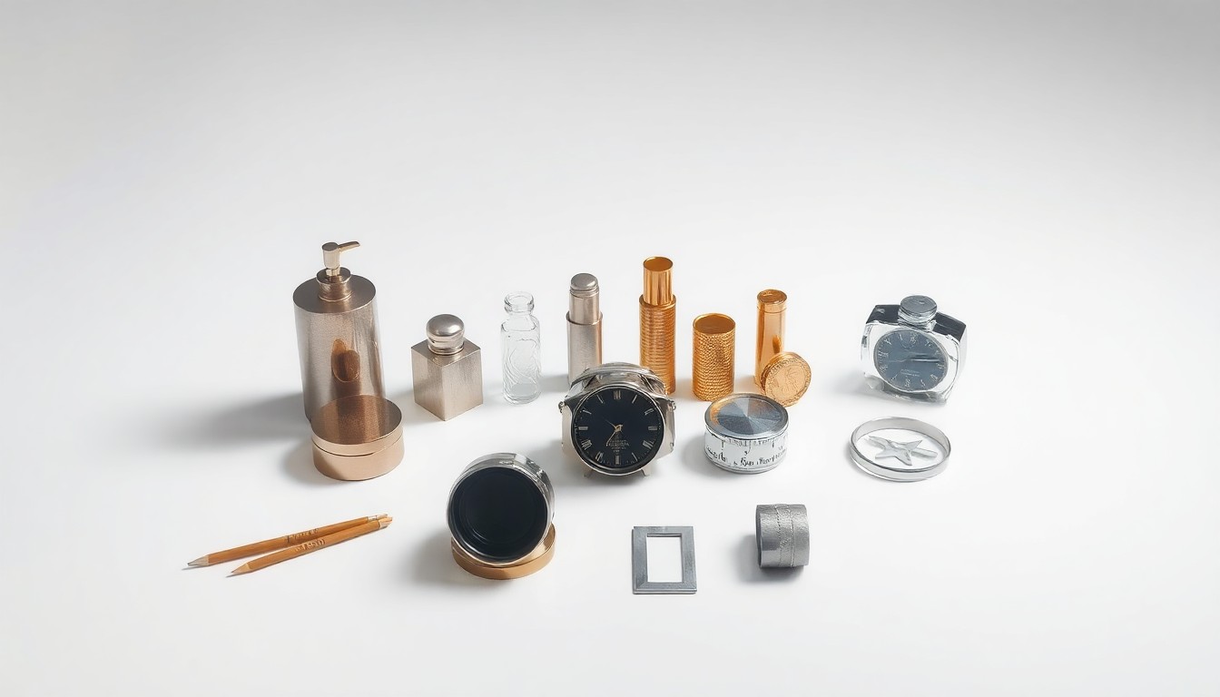 A photorealistic studio still life featuring a collection of sleek, geometric objects arranged on a minimalist background, symbolizing the data-driven analysis and recovery of downtown foot traffic and visitor activity.