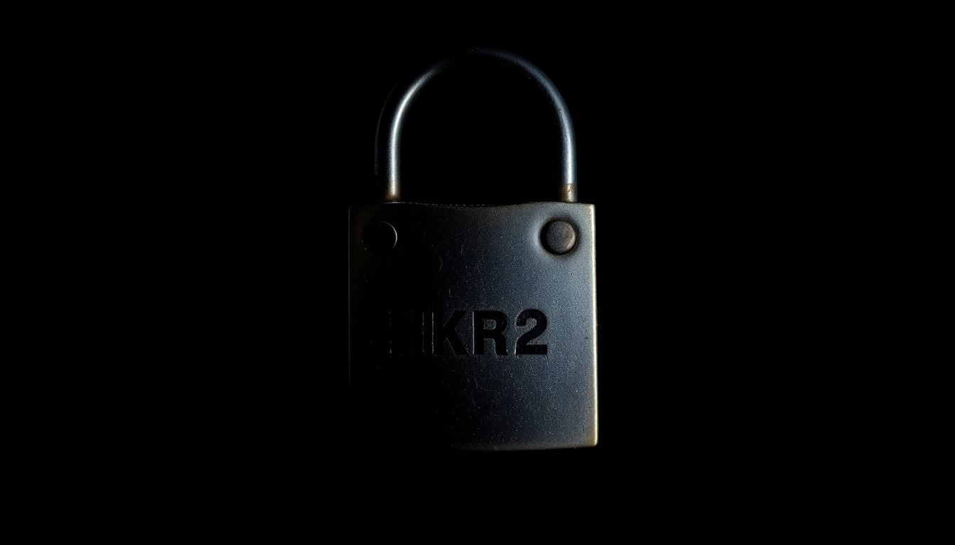 An extreme close-up photograph of a padlock against a pitch-black background, lit by a harsh, direct camera flash, conceptually representing the security concerns raised by a school threat incident.
