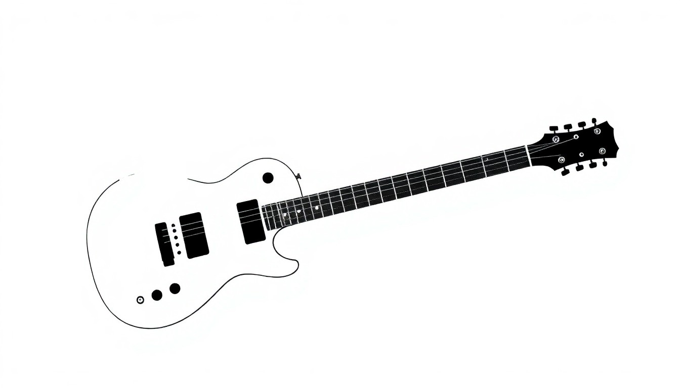 A dramatic black silhouette of an electric guitar, conveying the raw, stripped-down aesthetic of the blues rock band The Record Company.