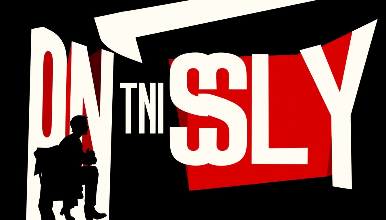 An abstract, minimalist illustration featuring bold, jagged shapes and high-contrast colors, conceptually representing the theme of 'ON THE SLY' and the Strands word game.