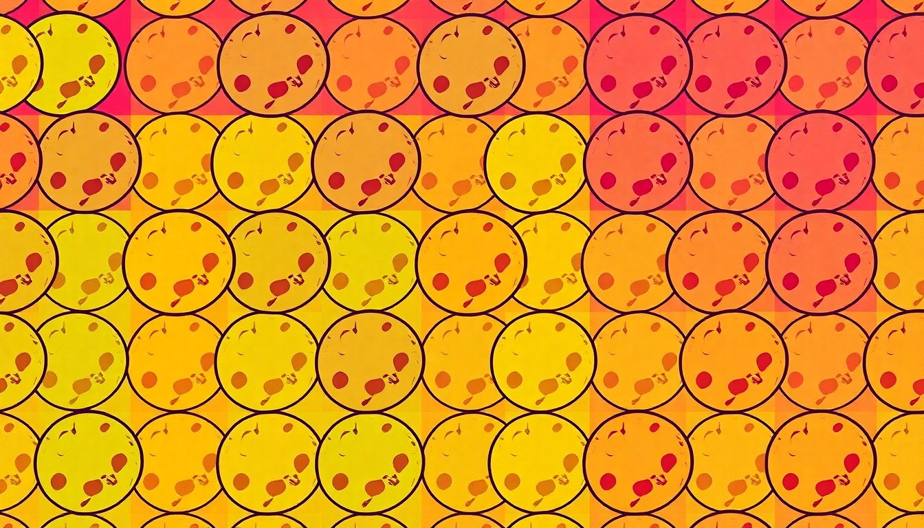 A vibrant, high-contrast silkscreen print featuring a single, iconic cookie shape repeated in a tight grid pattern, rendered in a bold neon color palette with heavy black outlines in the style of Andy Warhol's pop art.