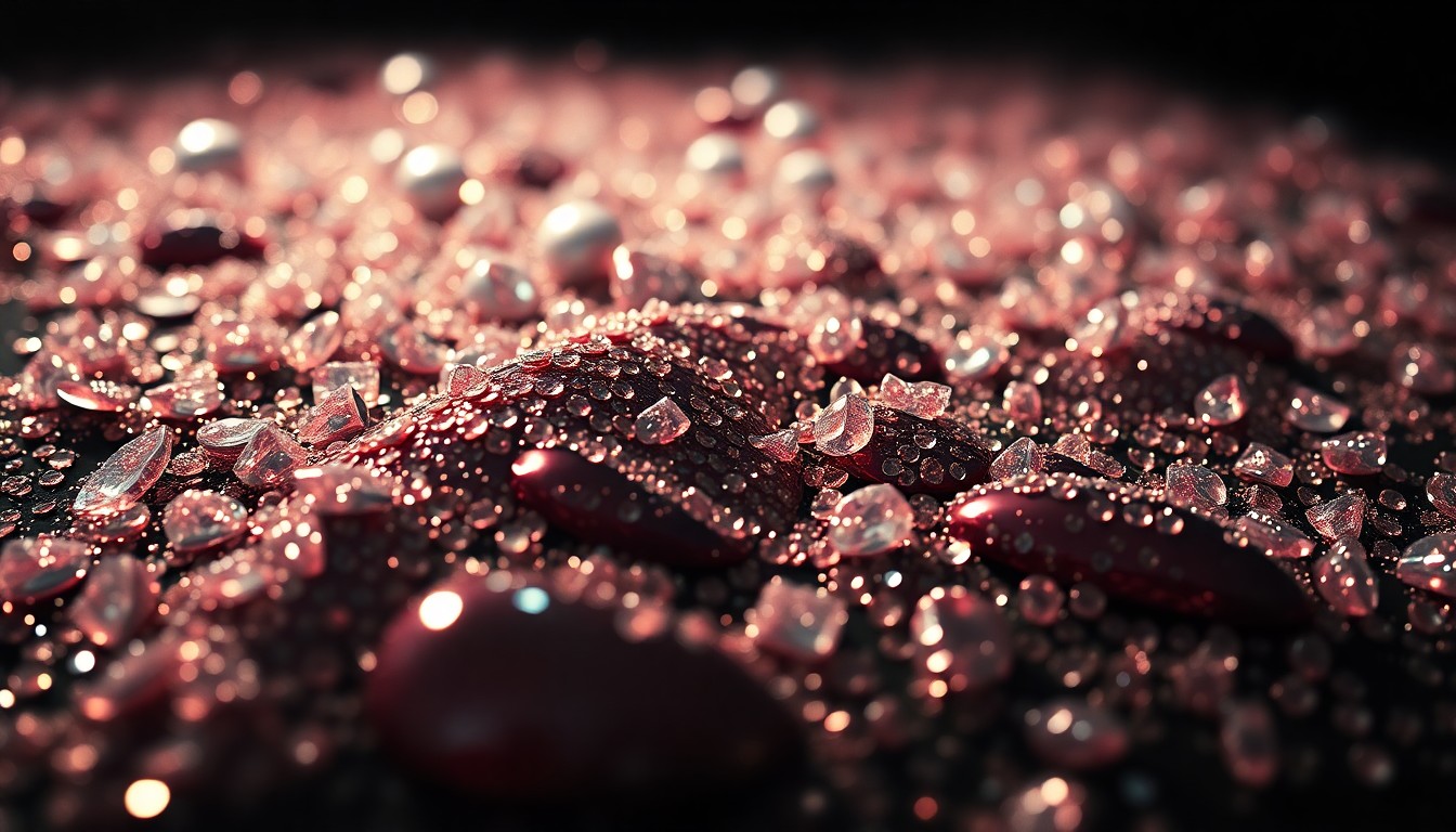 An abstract, high-contrast close-up photograph of luxurious, glittering textures, representing the glamour and high-fashion aesthetic of the Gilead elite in the new Hulu series.