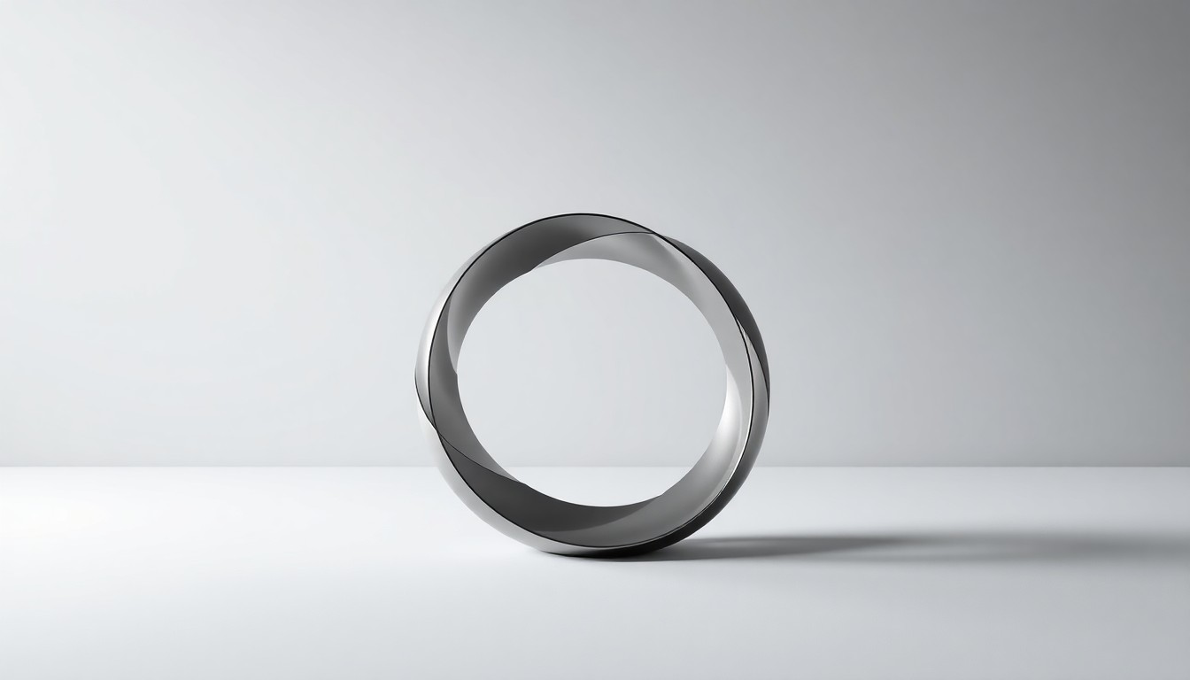 A photorealistic studio still-life photograph featuring a polished, geometric metal sculpture representing the abstract concept of financial data aggregation, arranged elegantly on a clean, monochromatic background with sharp, dramatic lighting and deep shadows.