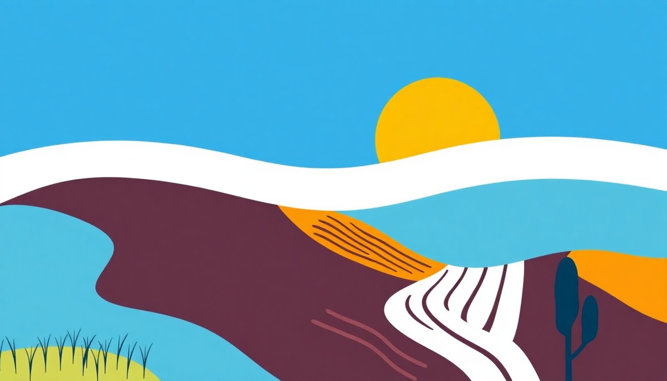 A vibrant abstract illustration composed of overlapping triangles and rectangles in shades of blue, representing the complex balance of water supply and demand in Northern Colorado.