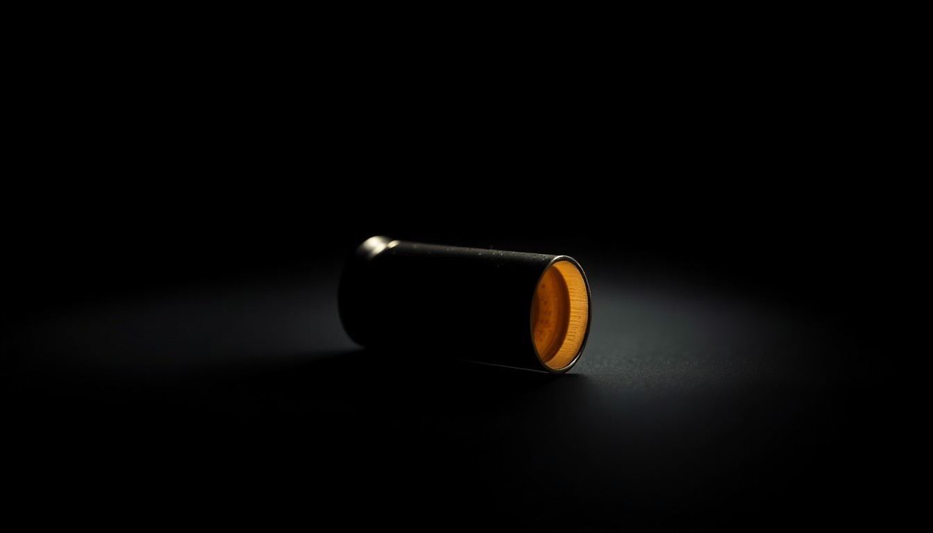 An extreme close-up photograph of a small, metallic spent shell casing against a pitch-black background, conceptually representing the physical evidence from the shooting incident involving a young child.
