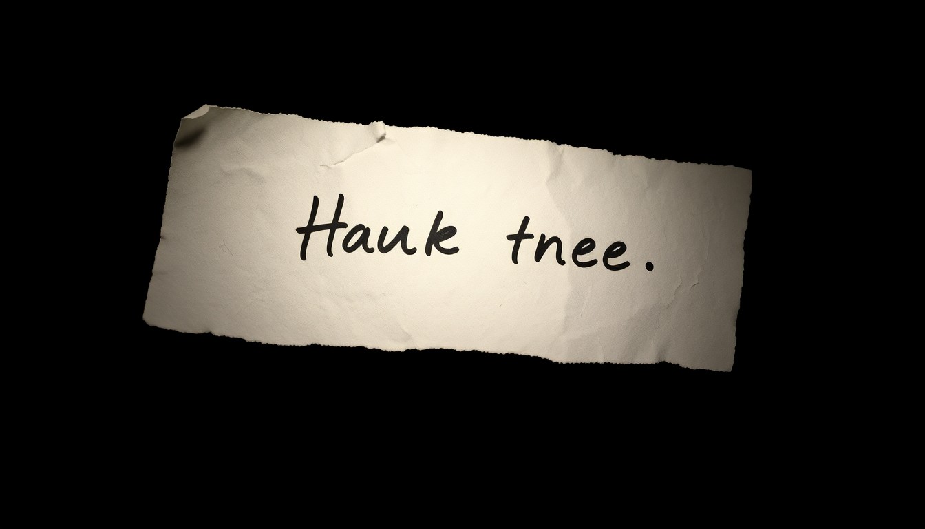 An extreme close-up of a crumpled, torn piece of paper with handwritten text, captured in stark, dramatic lighting to convey the serious, investigative nature of this bias incident.