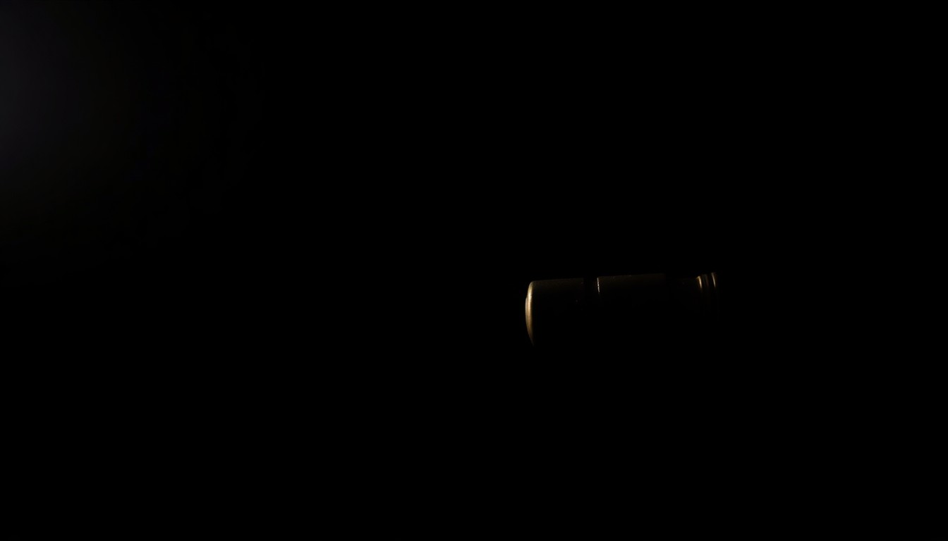An extreme close-up photograph of a single spent bullet casing against a pitch-black background, lit by a harsh, direct camera flash, conceptually representing the unsolved murder of a nightclub bouncer.