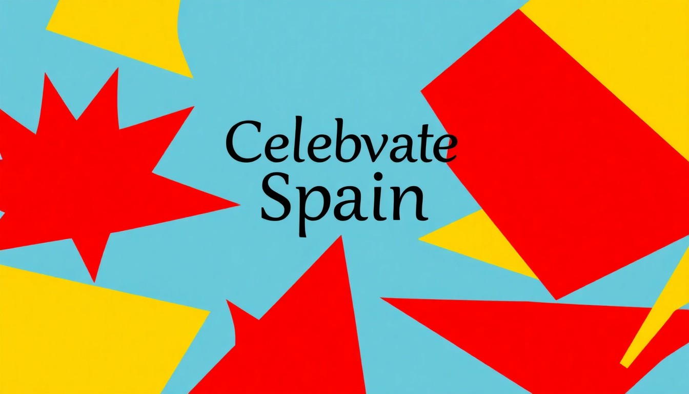 An abstract, minimalist illustration composed of bold, jagged shapes in a vibrant color palette, capturing the lively energy and spirit of a cultural festival.