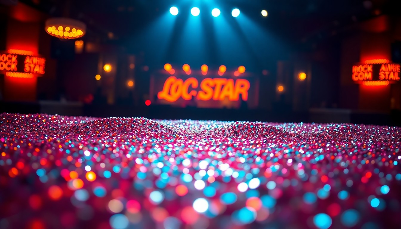 An abstract close-up photograph of shimmering, glittering sequins in high-contrast studio lighting, conveying the glamorous atmosphere of a rock star-owned restaurant opening.