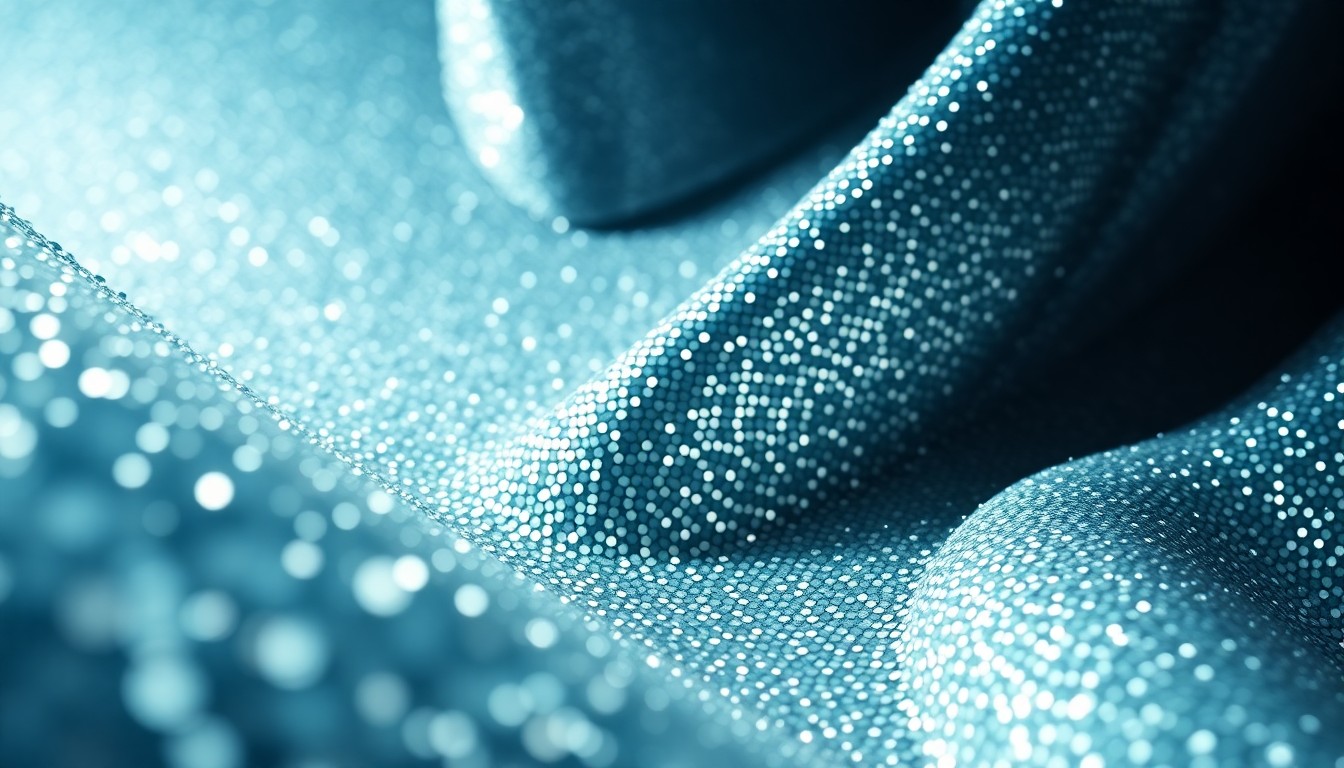 An extreme close-up photograph of a shimmering, sequined fabric in high-contrast studio lighting, conceptually representing the glamour and emotion of celebrity culture.