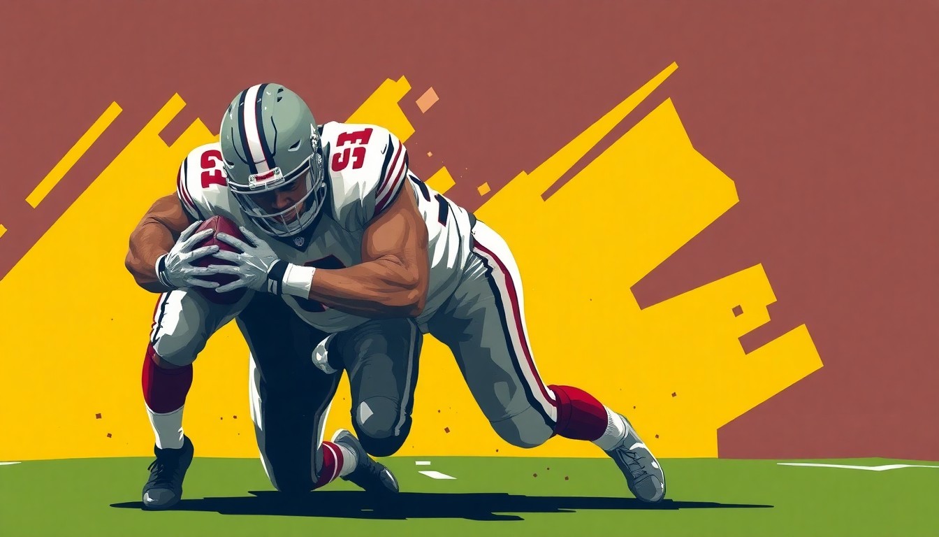 A cubist-style painting depicting a defensive tackle making a powerful stop, with sharp, overlapping geometric planes conveying the athleticism and strategic nuance of the position.