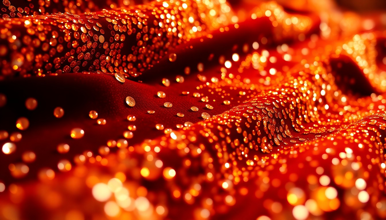 An abstract close-up photograph featuring a dramatic, high-contrast composition of luxurious country music award show materials like sparkling sequins, plush velvet, and shimmering rhinestones, conveying the celebratory mood of the ACM Awards.