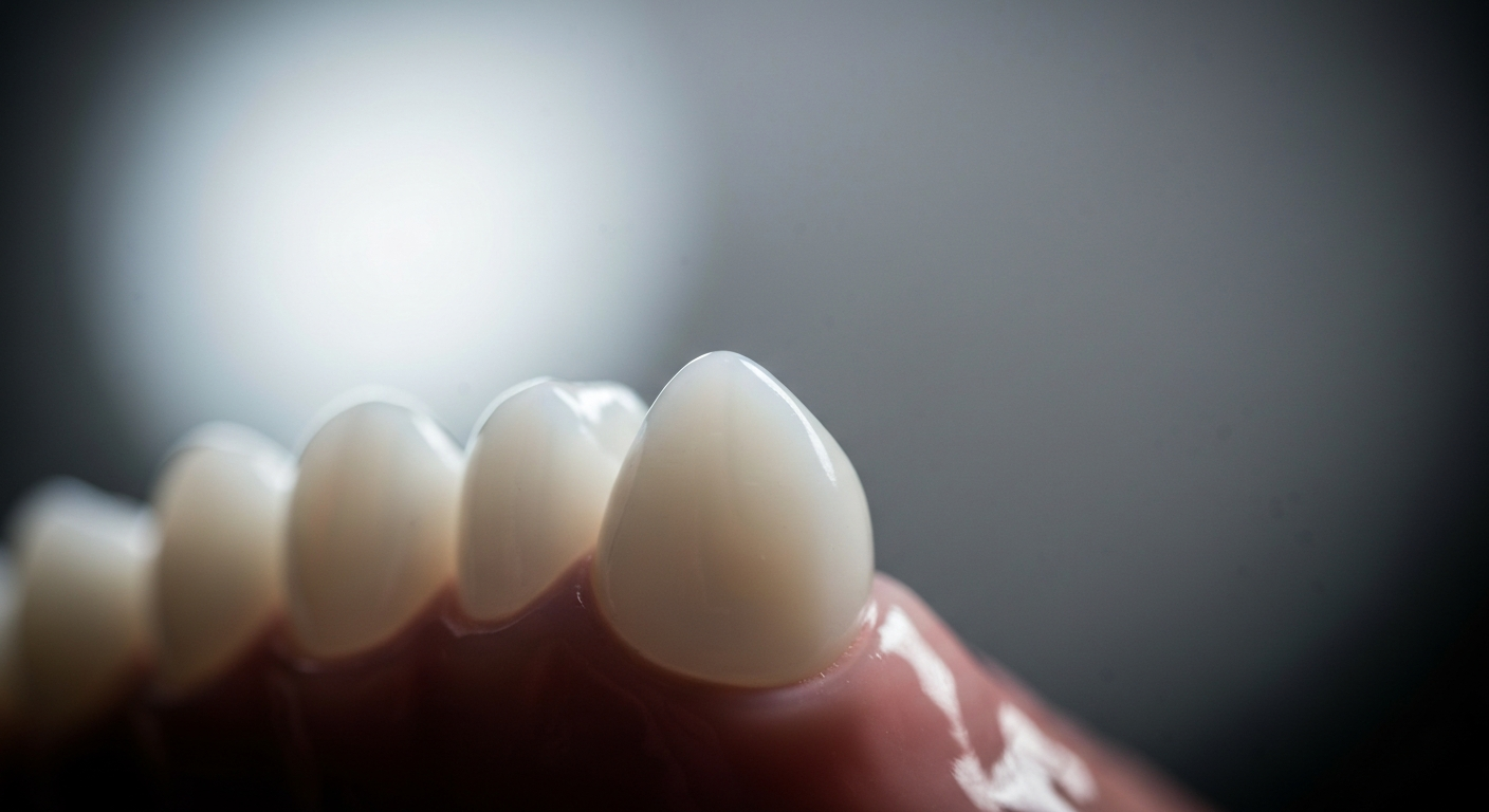 A vibrant, neon-outlined tooth shape glowing against a dark background, conceptually representing the clarity and energy of modern cosmetic dentistry.