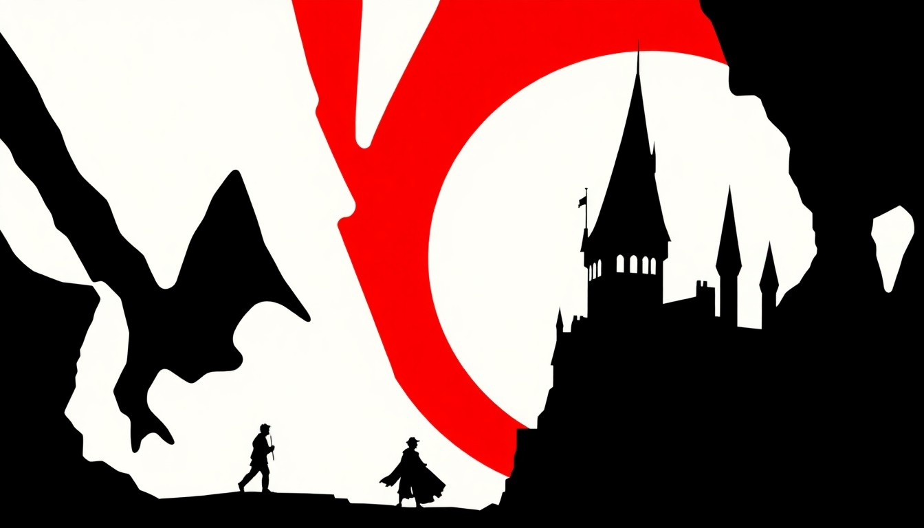 A striking black silhouette of a wand and a steaming mug of Butterbeer against a bright red background, conceptually representing the magical experience of the Harry Potter Butterbeer World Tour event.