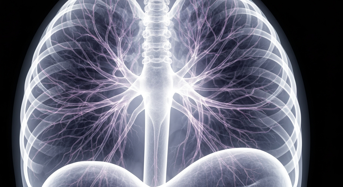 A ghostly, translucent X-ray image revealing the intricate internal structures of a human organ, conceptually representing the potential for targeted drug delivery to solid tumors.