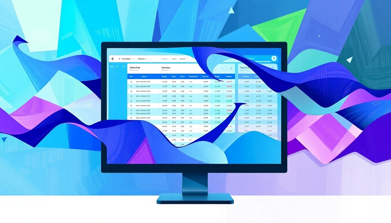 A dynamic, abstract painting of a computer monitor displaying a prediction market interface, with overlapping geometric waves of color in shades of blue, green, and purple, conceptually representing the complex and evolving regulatory landscape around new financial technologies.
