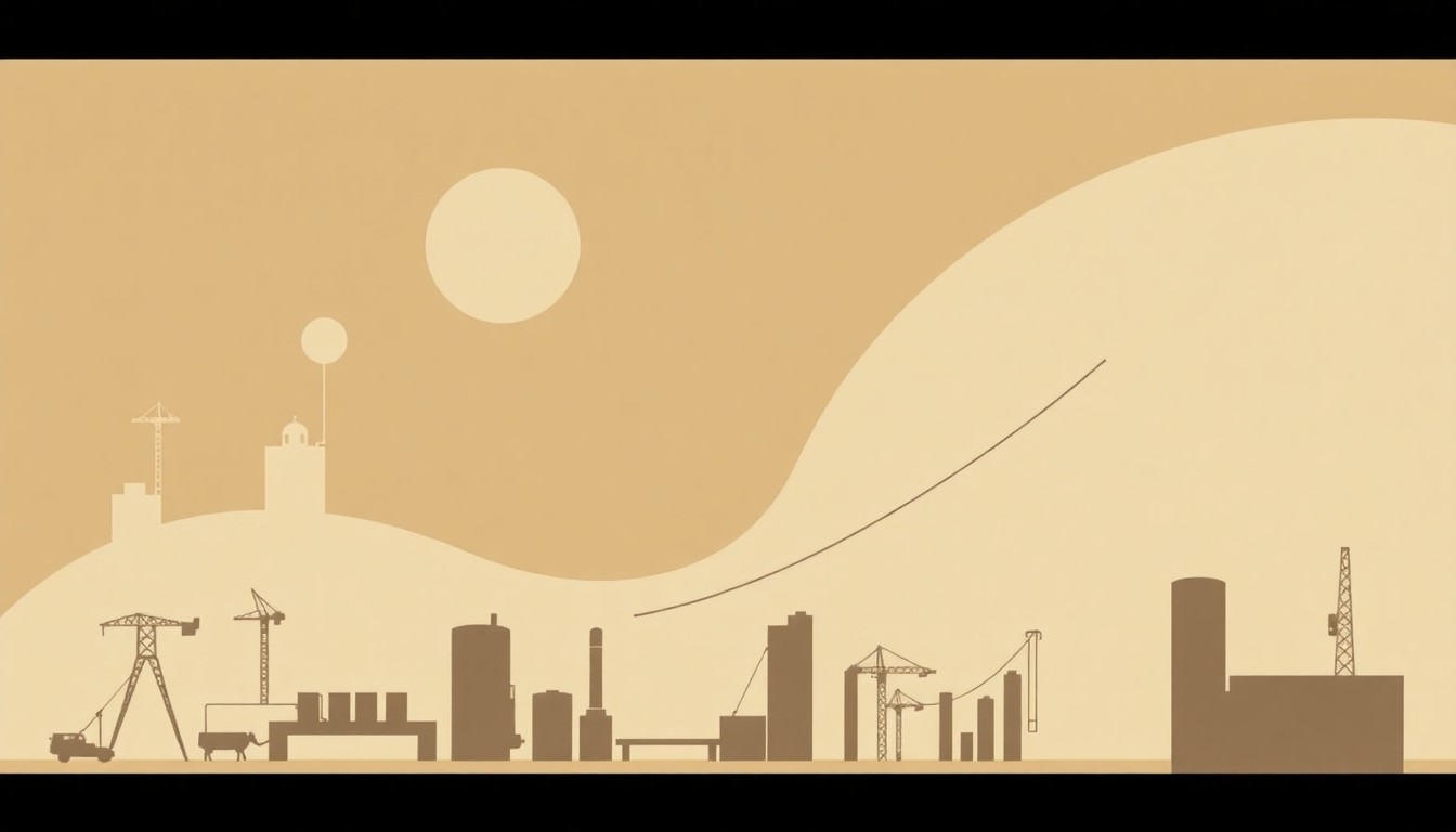 An abstract geometric illustration composed of overlapping triangles and rectangles in shades of olive green, ochre, and slate gray, conveying the complex and shifting nature of Georgia's regional job markets.