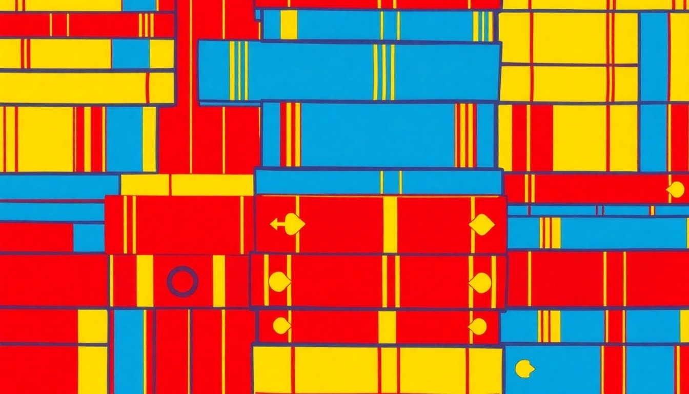 A bold, colorful silkscreen-style illustration of a stack of classic children's books repeated in a grid, conceptually representing the emphasis on literacy in Utah's new education initiatives.