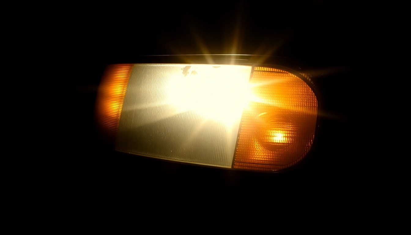 An extreme close-up photograph of a damaged police vehicle part, such as a broken mirror or cracked headlight, lit by a harsh, direct camera flash against a pitch-black background, conceptually illustrating the aftermath of a police vehicle crash.
