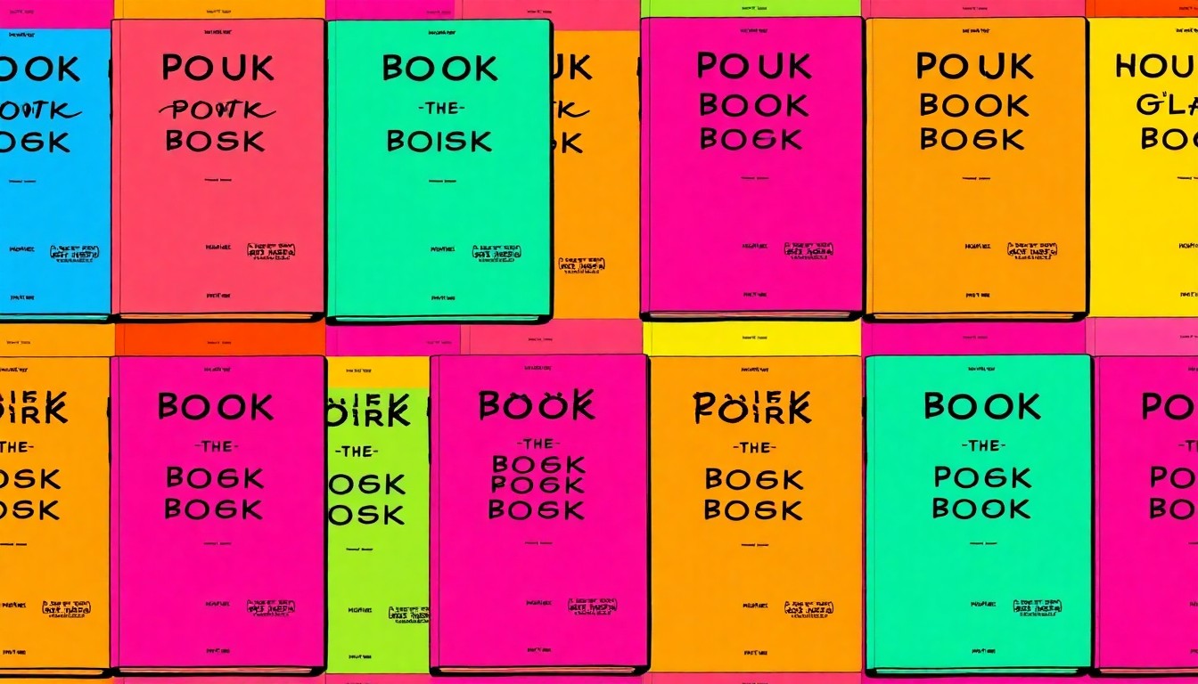 A high-contrast, silkscreen-style illustration of a single book cover repeated in a grid pattern, using vibrant neon colors and heavy black outlines to create a modern pop art representation of a poetry collection.