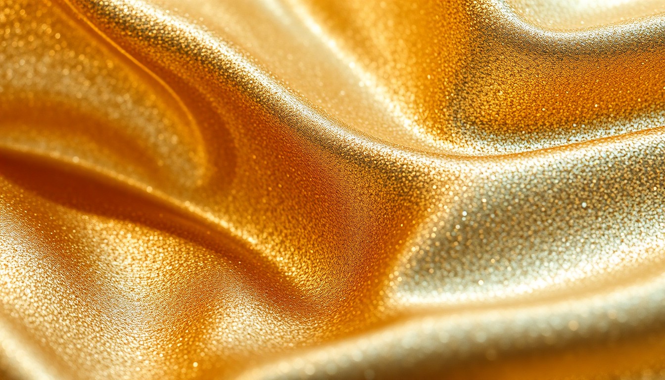 An abstract, high-contrast close-up photograph of luxurious, metallic gold and silver textures, capturing the glamour and prestige of a renowned art museum.