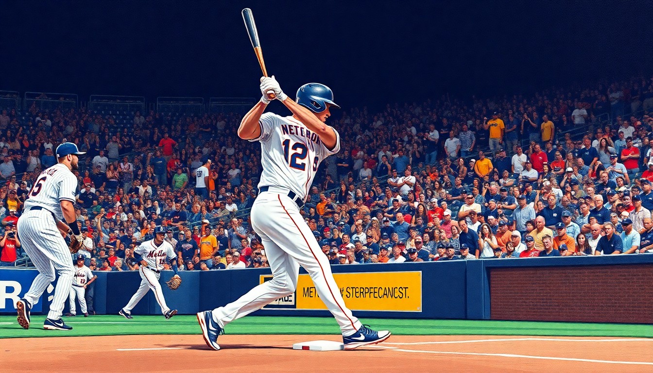 A fractured, multi-perspective painting in the style of Pablo Picasso, breaking down a Mets baseball game into sharp, overlapping geometric planes, capturing the energy and action of the sport.