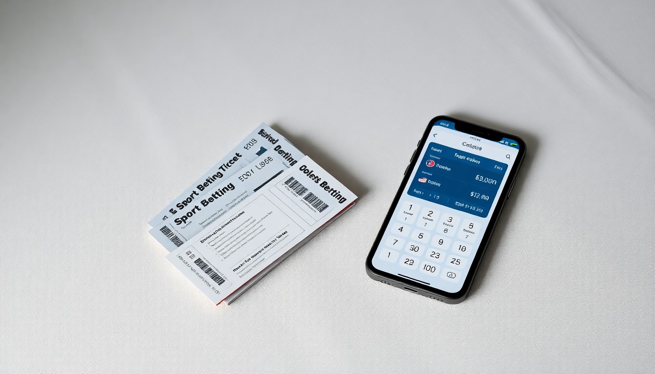 A high-end, photorealistic studio still-life photograph featuring a stack of sports betting tickets and a sports betting app on a smartphone, both resting on a clean, monochromatic seamless background. The objects are made from premium materials and use sharp, dramatic studio lighting and deep shadows to represent the abstract concepts of sports betting regulation, market fragmentation, and the complex launch of mobile wagering in Wisconsin.