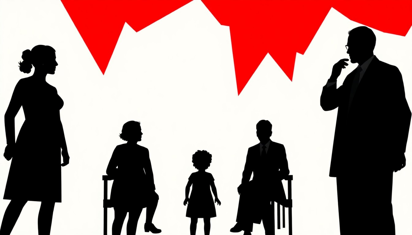 An abstract, minimalist illustration featuring bold, jagged shapes in red and white, conceptually representing the diverse range of entertainment options highlighted in the Epoch Watchlist.